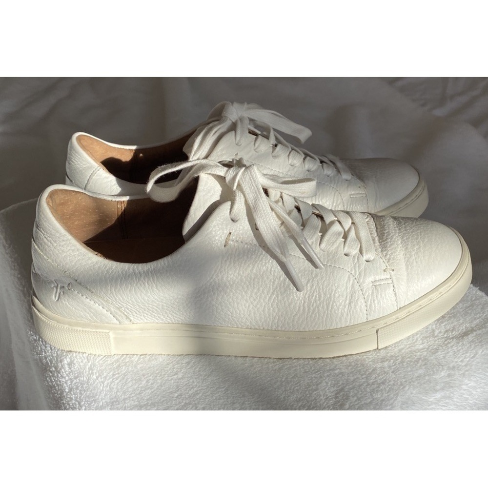 FRYE Ivy Low Women's sz 7.5 White Tumbled Leather Sneaker Sporty Comfort Classic